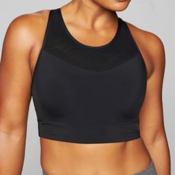 ATHLETA WOMENS BLACK GIGI SPORTS BRA HIGH SUPPORT STRAPPY SIZE SMALL HIGH NECK - Picture 1 of 7